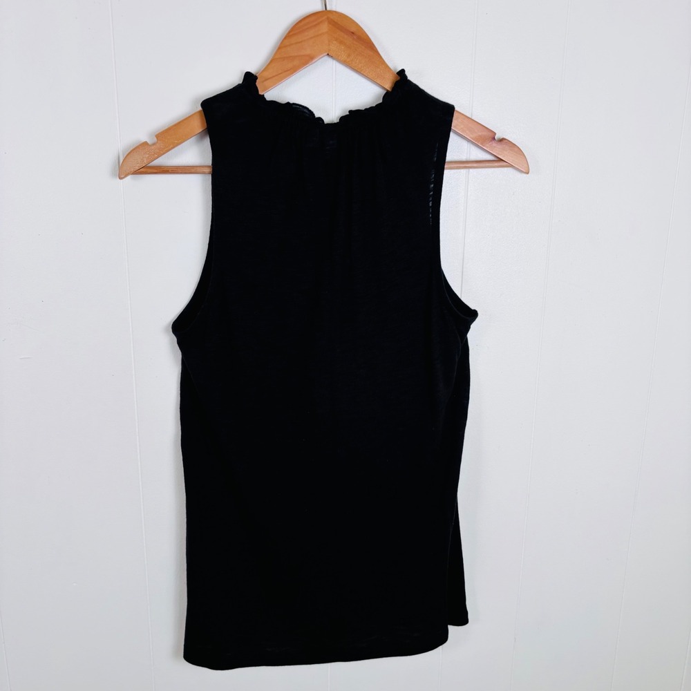 GAP Ruffle Neck Tank Top Sleeveless Casual Everyday Black Womens Size XS - Picture 6 of 8